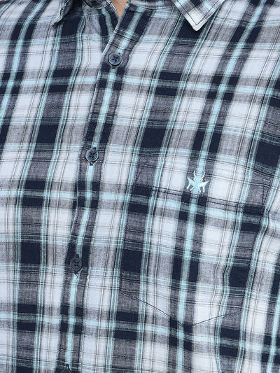 Green Checked 100% Cotton Shirt-Men Shirts-Crimsoune Club