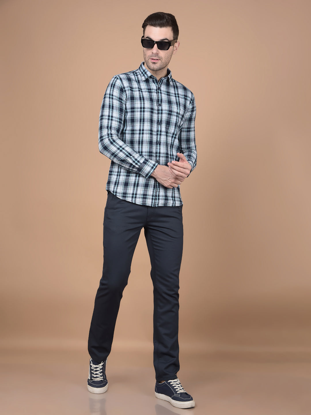 Green Checked 100% Cotton Shirt-Men Shirts-Crimsoune Club