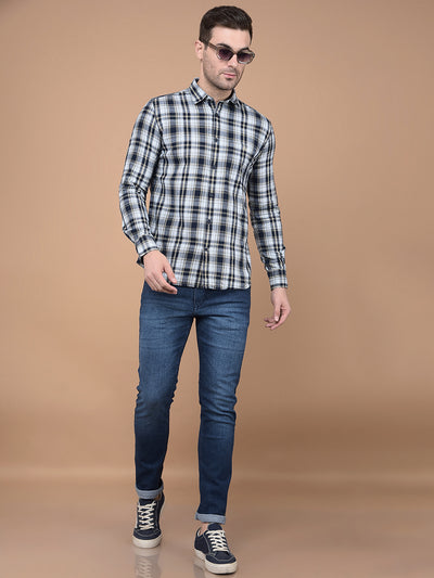 Beige Checked 100% Cotton Shirt-Men Shirts-Crimsoune Club