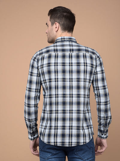 Beige Checked 100% Cotton Shirt-Men Shirts-Crimsoune Club