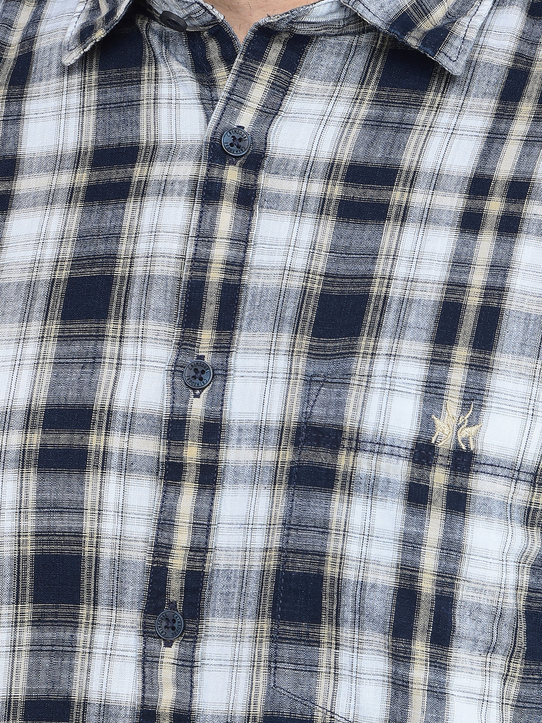 Beige Checked 100% Cotton Shirt-Men Shirts-Crimsoune Club