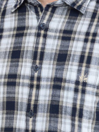 Beige Checked 100% Cotton Shirt-Men Shirts-Crimsoune Club