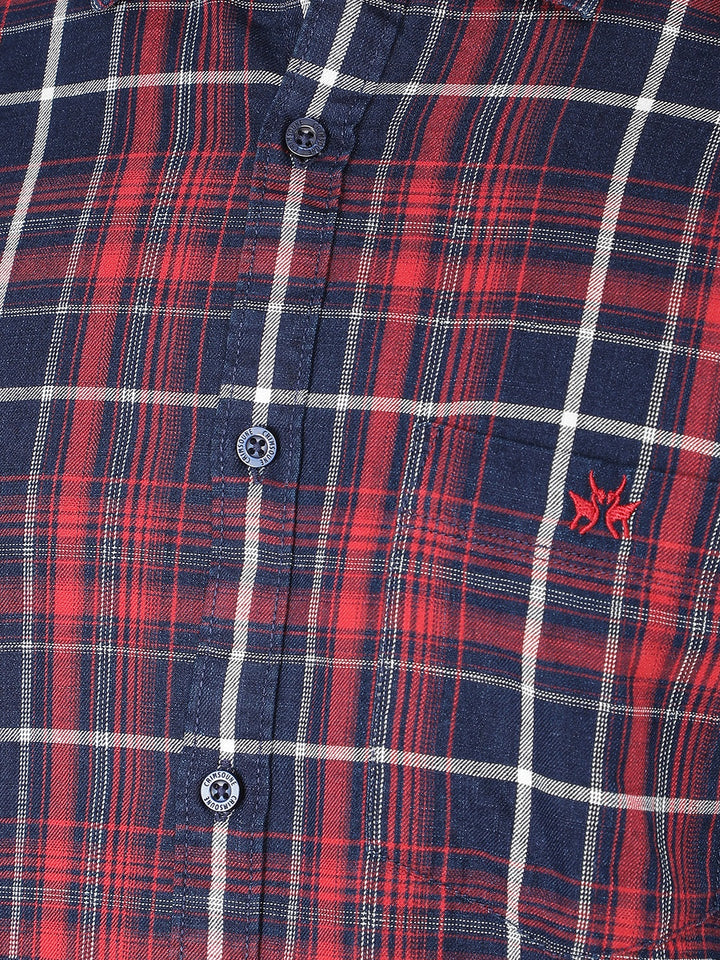 Red Checkered 100% Cotton Shirt-Men Shirts-Crimsoune Club