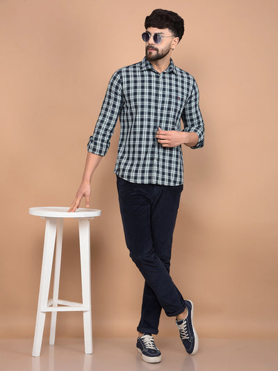 Green Checked 100% Cotton Shirt-Men Shirts-Crimsoune Club