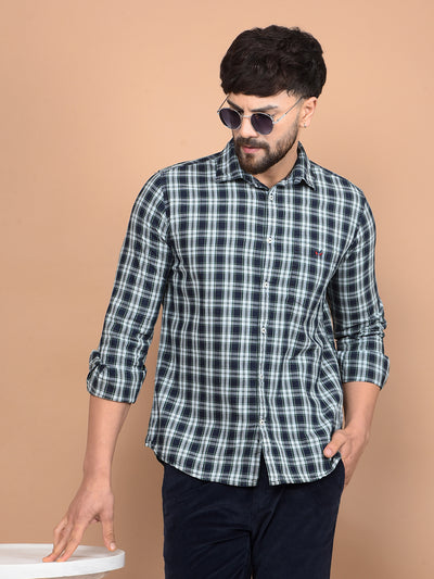 Green Checked 100% Cotton Shirt-Men Shirts-Crimsoune Club