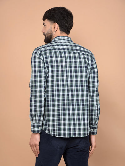 Green Checked 100% Cotton Shirt-Men Shirts-Crimsoune Club