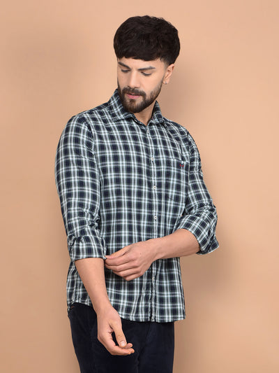 Green Checked 100% Cotton Shirt-Men Shirts-Crimsoune Club