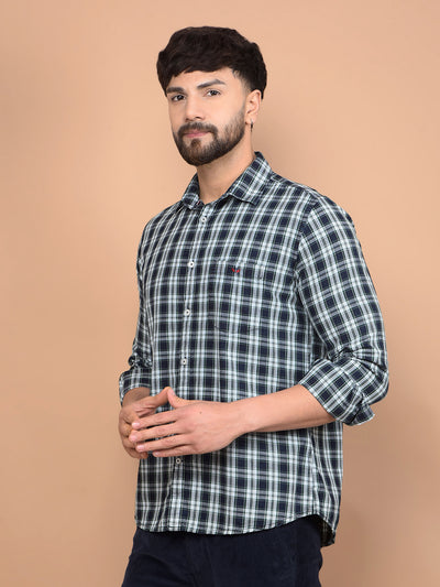 Green Checked 100% Cotton Shirt-Men Shirts-Crimsoune Club