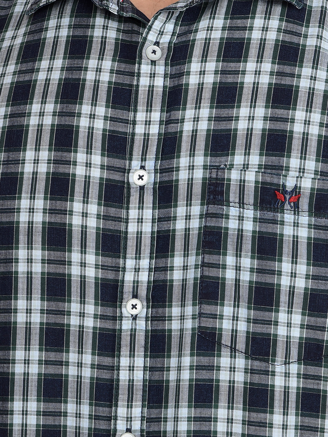 Green Checked 100% Cotton Shirt-Men Shirts-Crimsoune Club