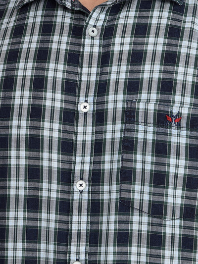 Green Checked 100% Cotton Shirt-Men Shirts-Crimsoune Club