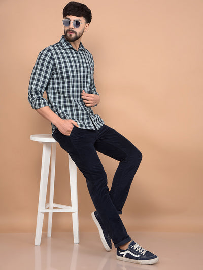 Green Checked 100% Cotton Shirt-Men Shirts-Crimsoune Club