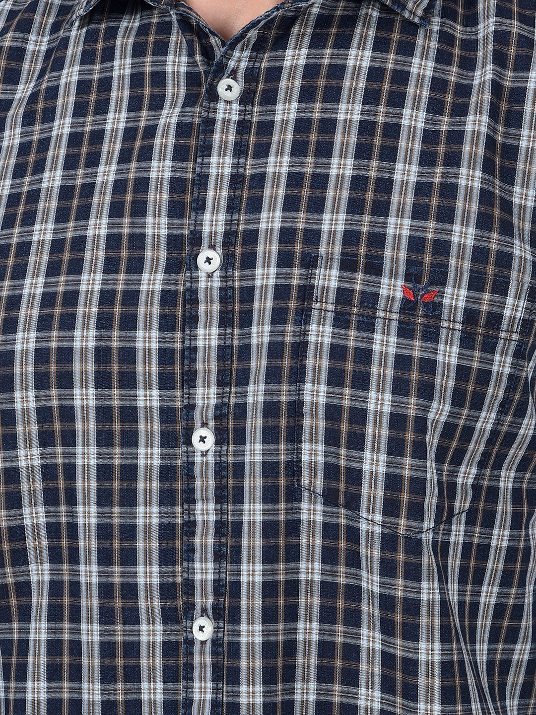 Blue Checked 100% Cotton Shirt-Men Shirts-Crimsoune Club