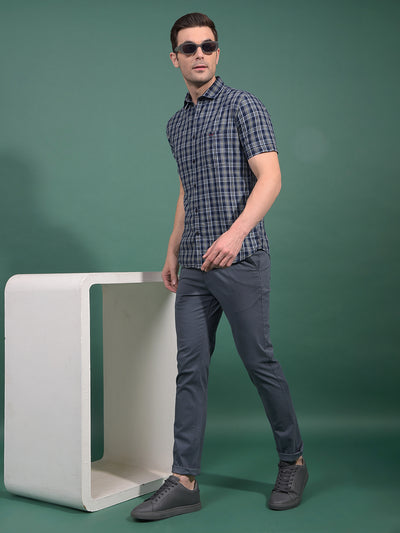 Olive Checked 100% Cotton Shirt-Men Shirts-Crimsoune Club