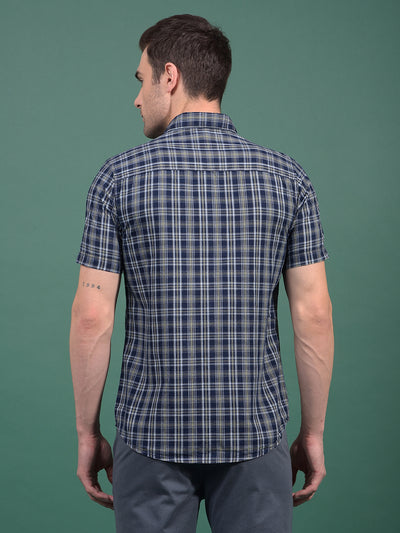 Olive Checked 100% Cotton Shirt-Men Shirts-Crimsoune Club