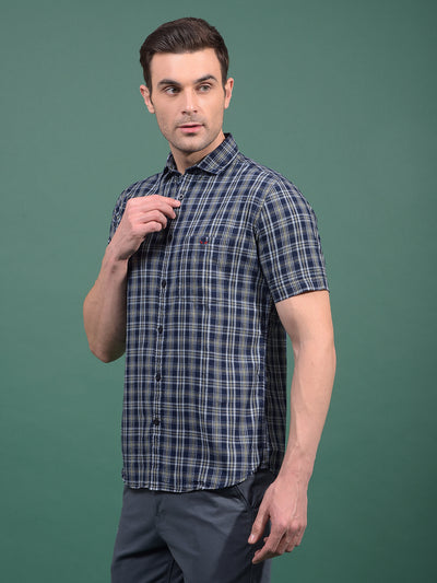 Olive Checked 100% Cotton Shirt-Men Shirts-Crimsoune Club