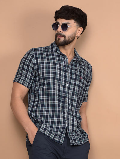 Green Checked 100% Cotton Shirt-Men Shirts-Crimsoune Club