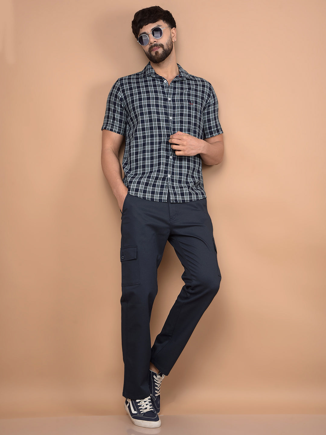 Green Checked 100% Cotton Shirt-Men Shirts-Crimsoune Club