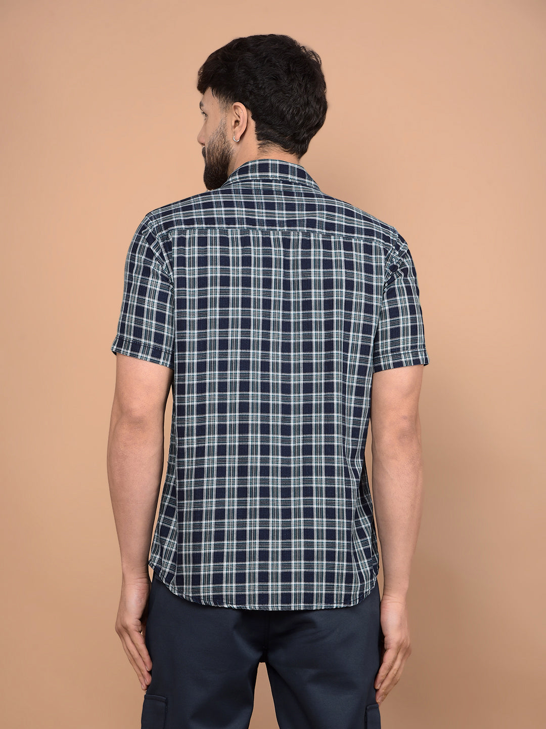 Green Checked 100% Cotton Shirt-Men Shirts-Crimsoune Club