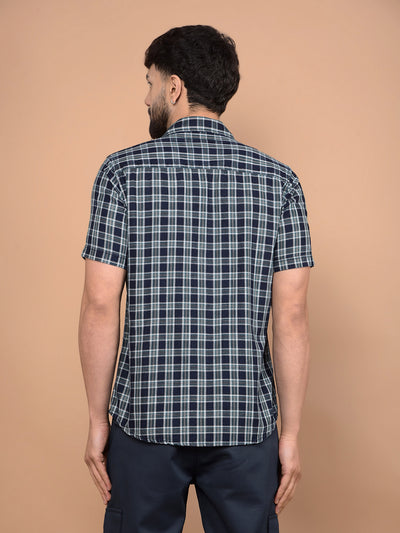 Green Checked 100% Cotton Shirt-Men Shirts-Crimsoune Club