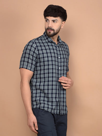 Green Checked 100% Cotton Shirt-Men Shirts-Crimsoune Club