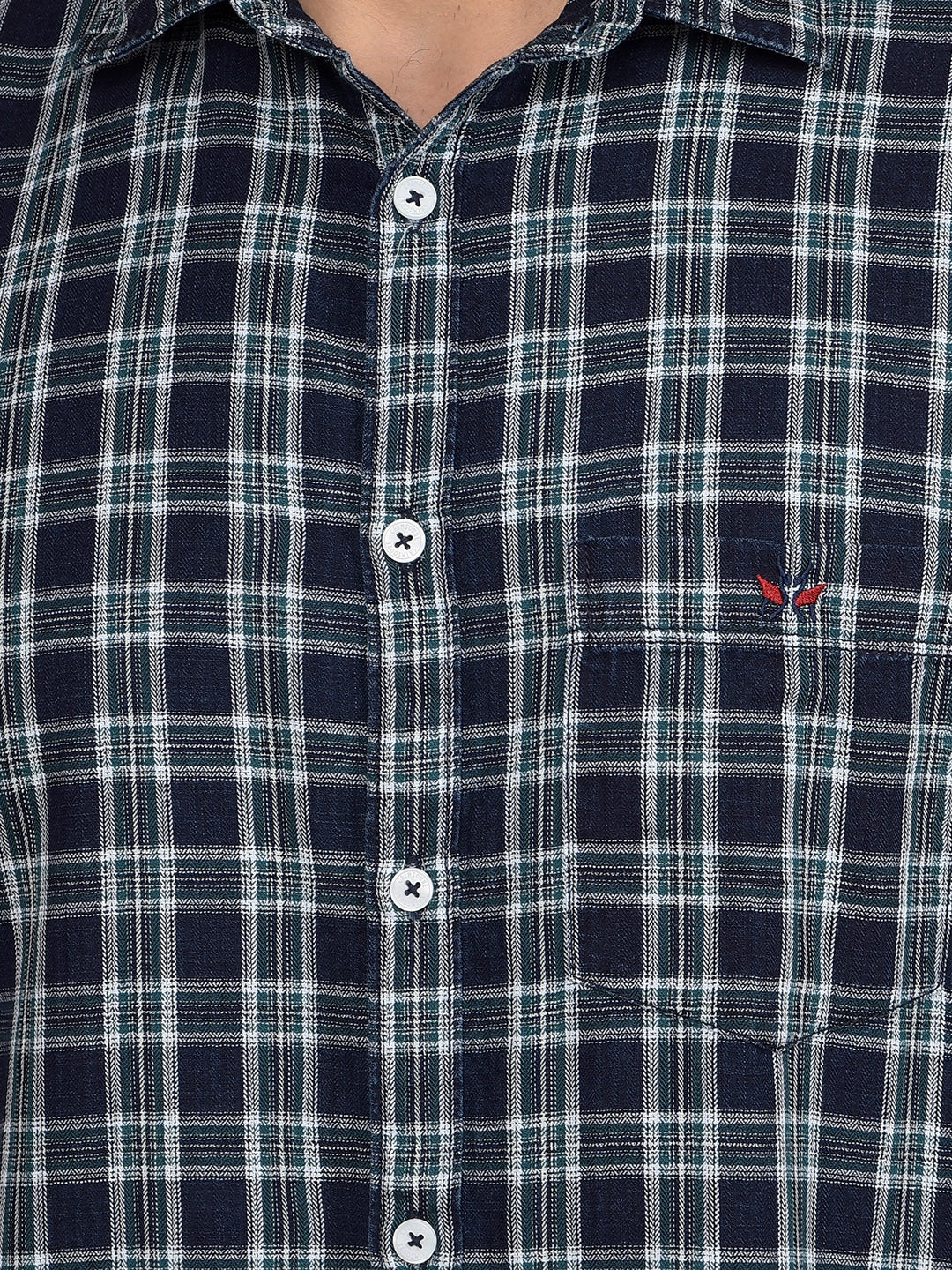 Green Checked 100% Cotton Shirt-Men Shirts-Crimsoune Club