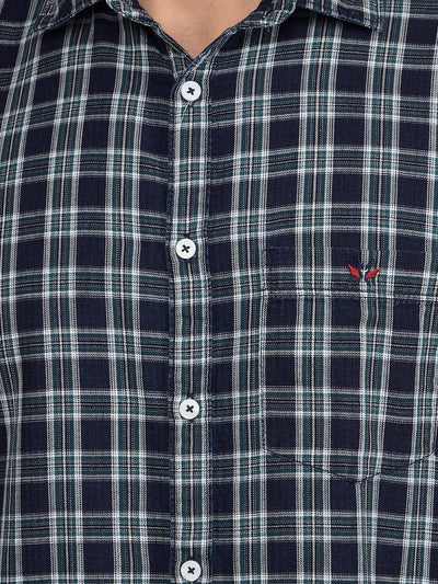 Green Checked 100% Cotton Shirt-Men Shirts-Crimsoune Club