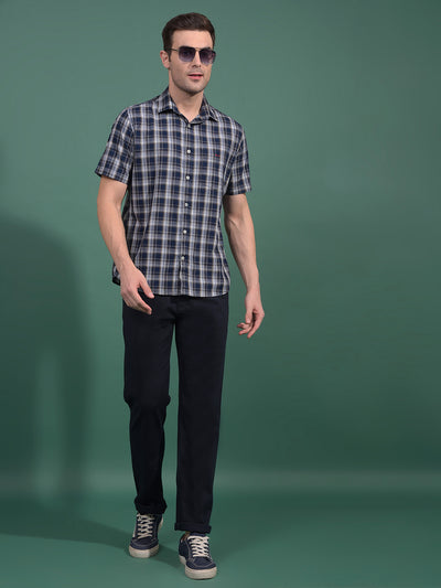 Olive Checked 100% Cotton Shirt-Men Shirts-Crimsoune Club