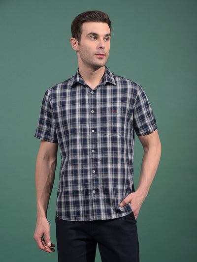 Olive Checked 100% Cotton Shirt-Men Shirts-Crimsoune Club