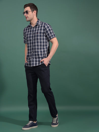 Olive Checked 100% Cotton Shirt-Men Shirts-Crimsoune Club