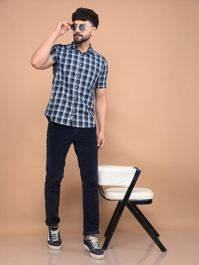 Green Checked 100% Cotton Shirt-Men Shirts-Crimsoune Club