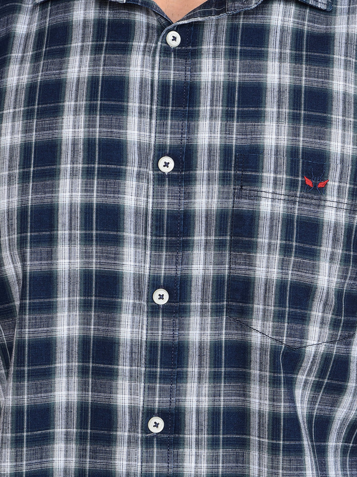 Green Checked 100% Cotton Shirt-Men Shirts-Crimsoune Club