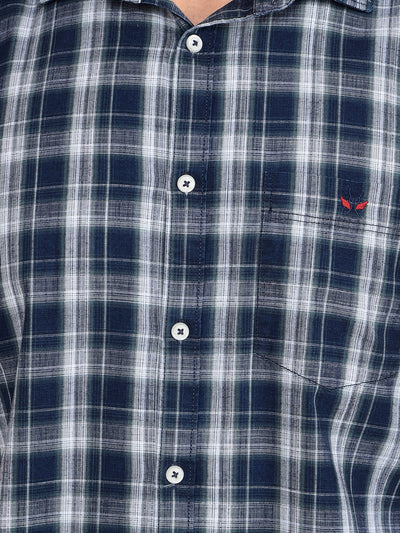 Green Checked 100% Cotton Shirt-Men Shirts-Crimsoune Club