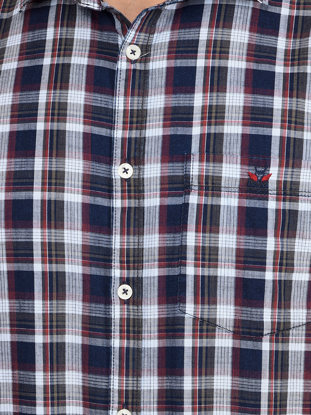 Maroon Checked 100% Cotton Shirt-Men Shirts-Crimsoune Club