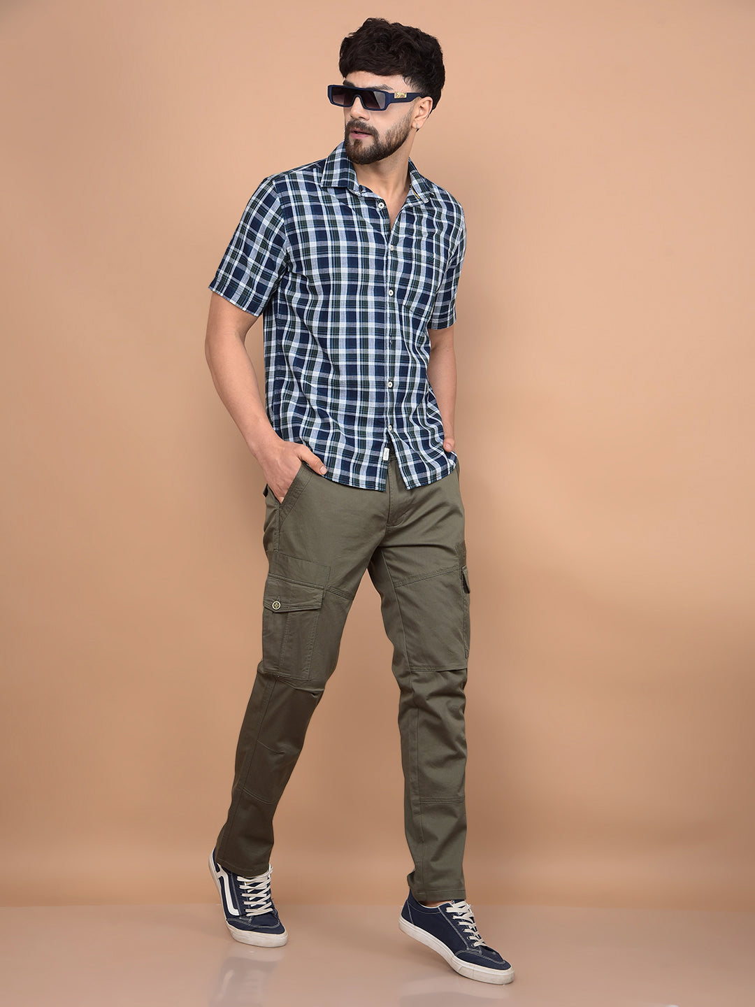 Green Checked 100% Cotton Shirt-Men Shirts-Crimsoune Club