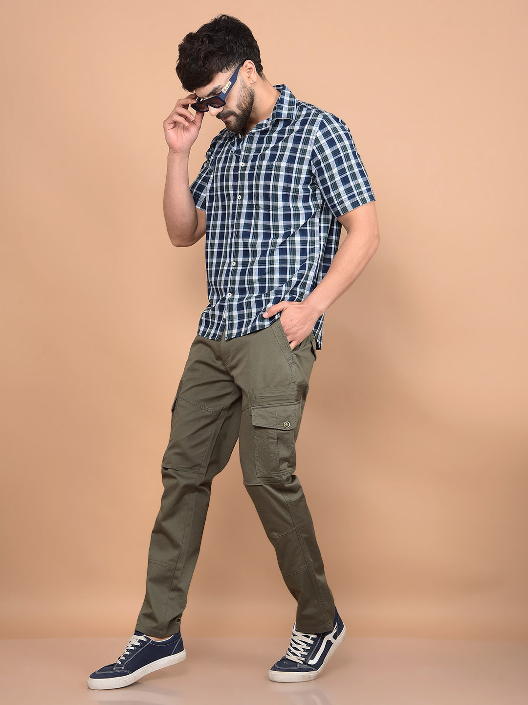 Green Checked 100% Cotton Shirt-Men Shirts-Crimsoune Club