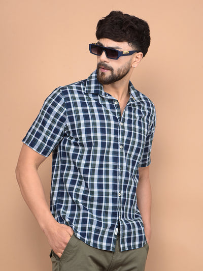 Green Checked 100% Cotton Shirt-Men Shirts-Crimsoune Club