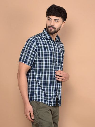 Green Checked 100% Cotton Shirt-Men Shirts-Crimsoune Club