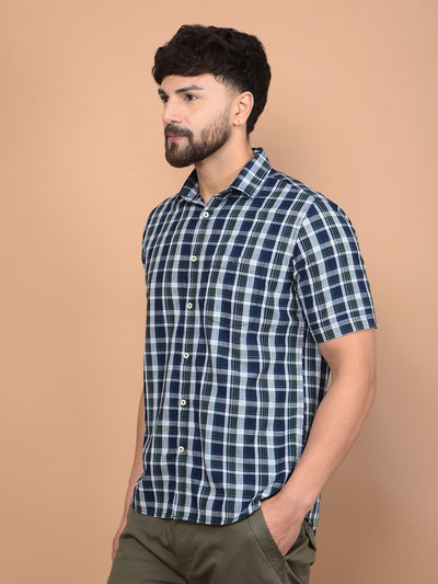 Green Checked 100% Cotton Shirt-Men Shirts-Crimsoune Club