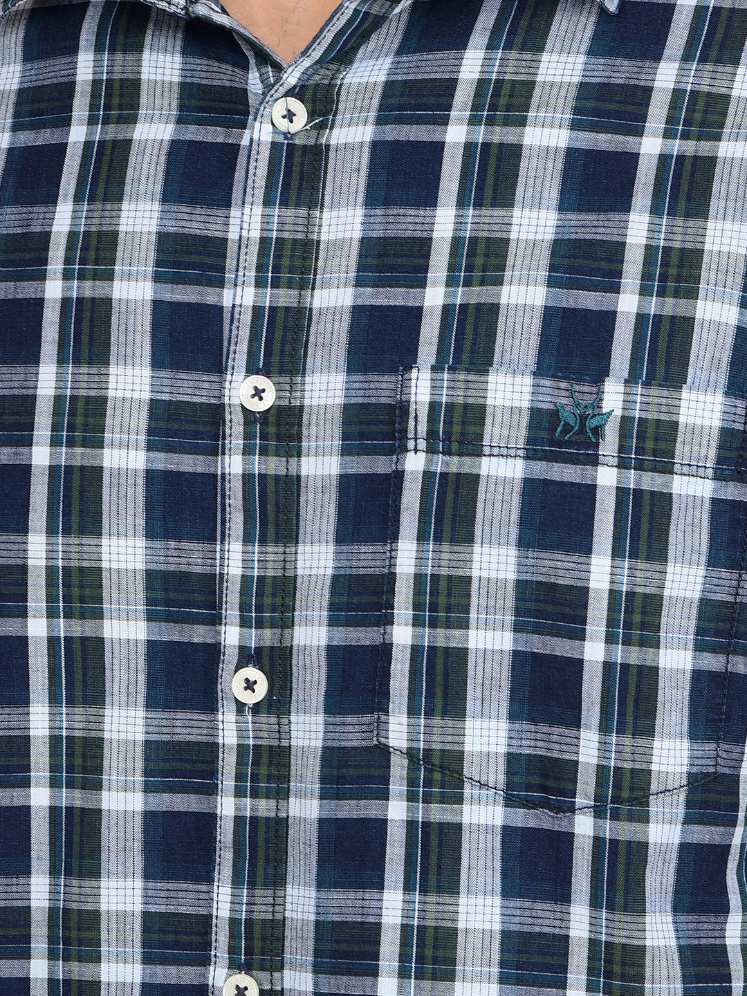 Green Checked 100% Cotton Shirt-Men Shirts-Crimsoune Club