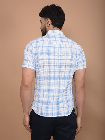 Blue Checked 100% Cotton Shirt-Men Shirts-Crimsoune Club
