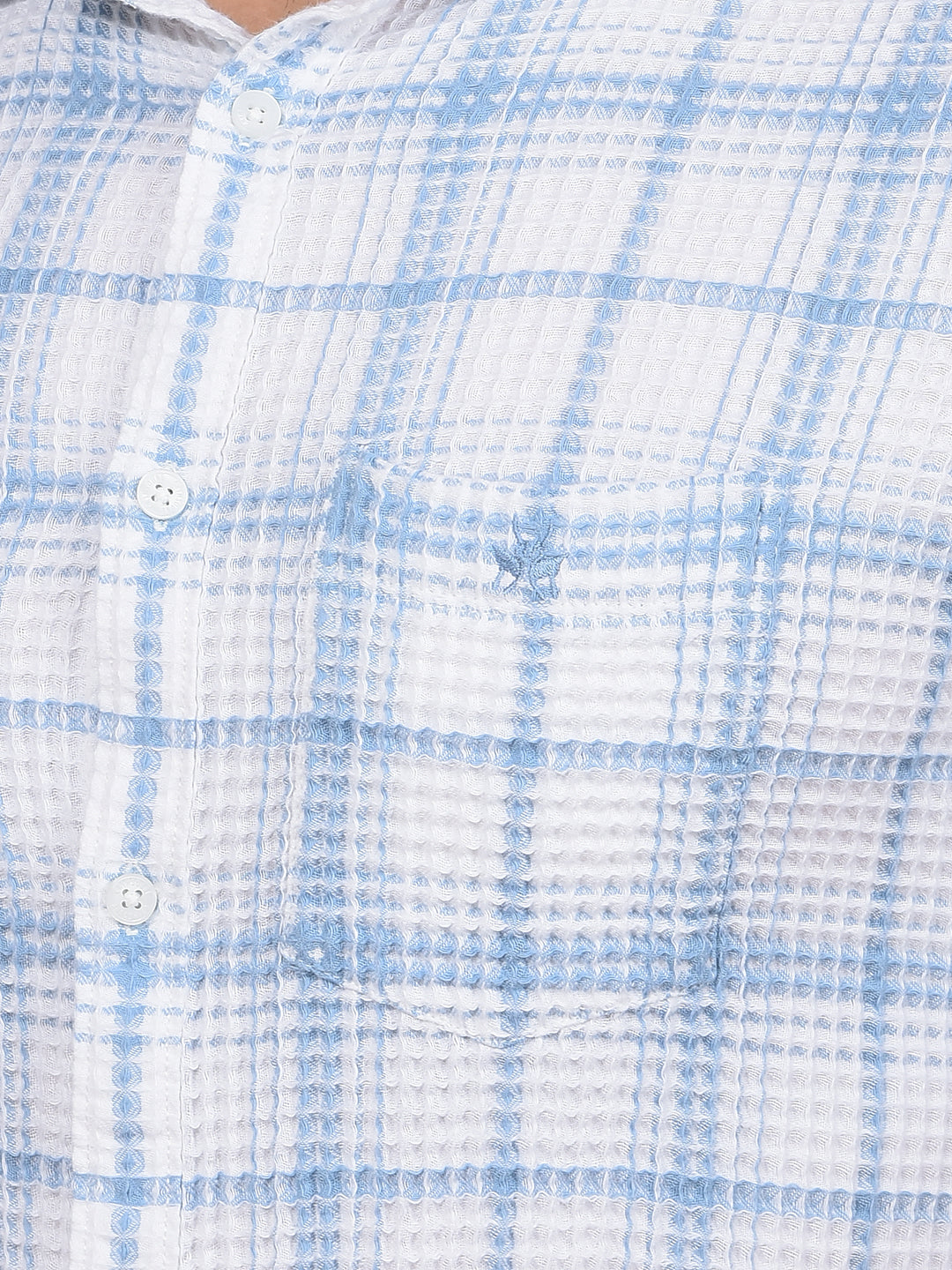 Blue Checked 100% Cotton Shirt-Men Shirts-Crimsoune Club