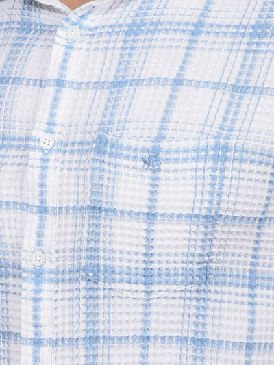 Blue Checked 100% Cotton Shirt-Men Shirts-Crimsoune Club