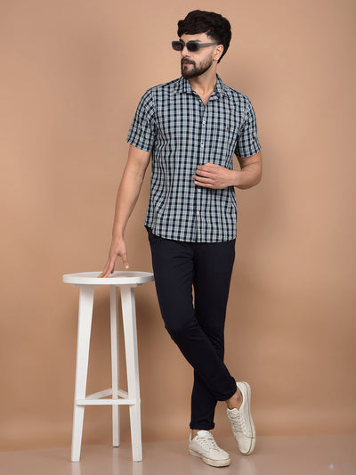 Green Checked 100% Cotton Shirt-Men Shirts-Crimsoune Club