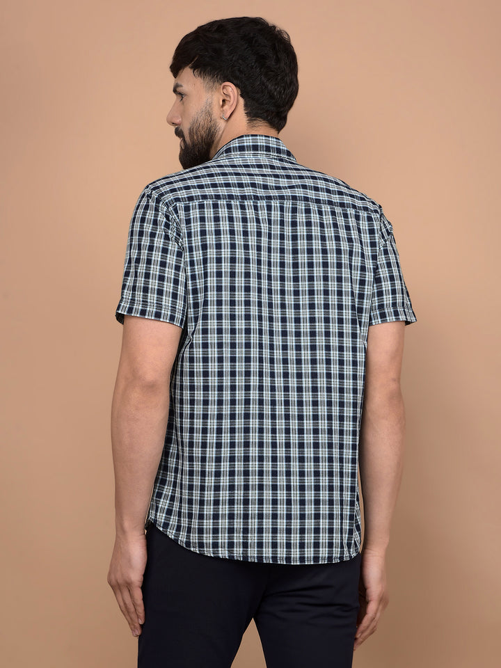 Green Checked 100% Cotton Shirt-Men Shirts-Crimsoune Club