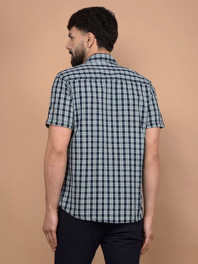Green Checked 100% Cotton Shirt-Men Shirts-Crimsoune Club