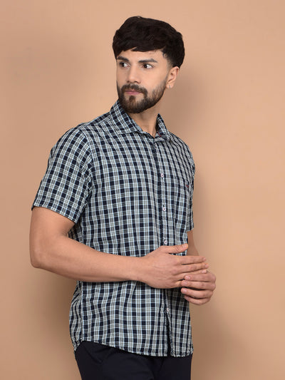 Green Checked 100% Cotton Shirt-Men Shirts-Crimsoune Club