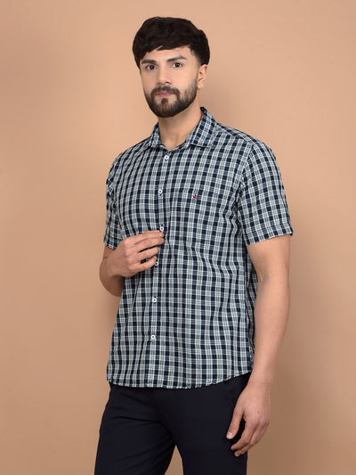 Green Checked 100% Cotton Shirt-Men Shirts-Crimsoune Club