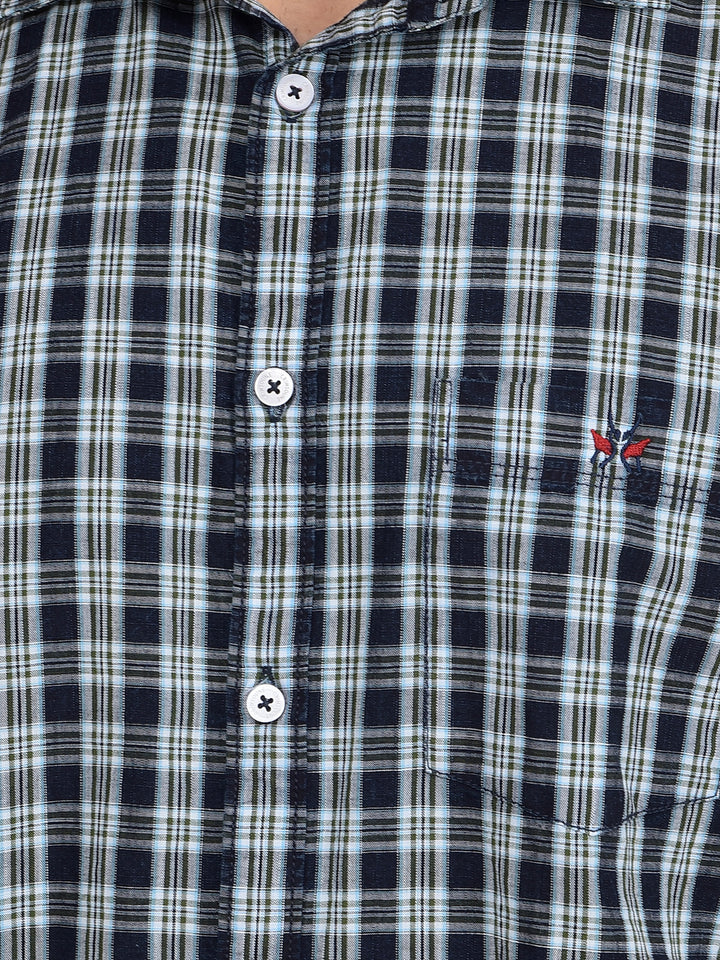 Green Checked 100% Cotton Shirt-Men Shirts-Crimsoune Club