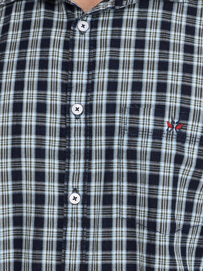 Green Checked 100% Cotton Shirt-Men Shirts-Crimsoune Club