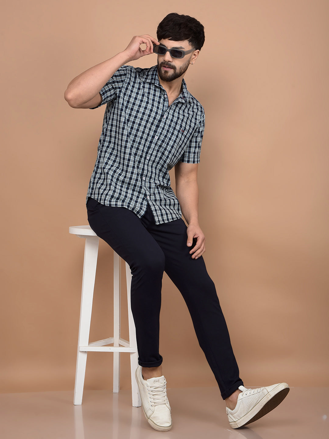 Green Checked 100% Cotton Shirt-Men Shirts-Crimsoune Club